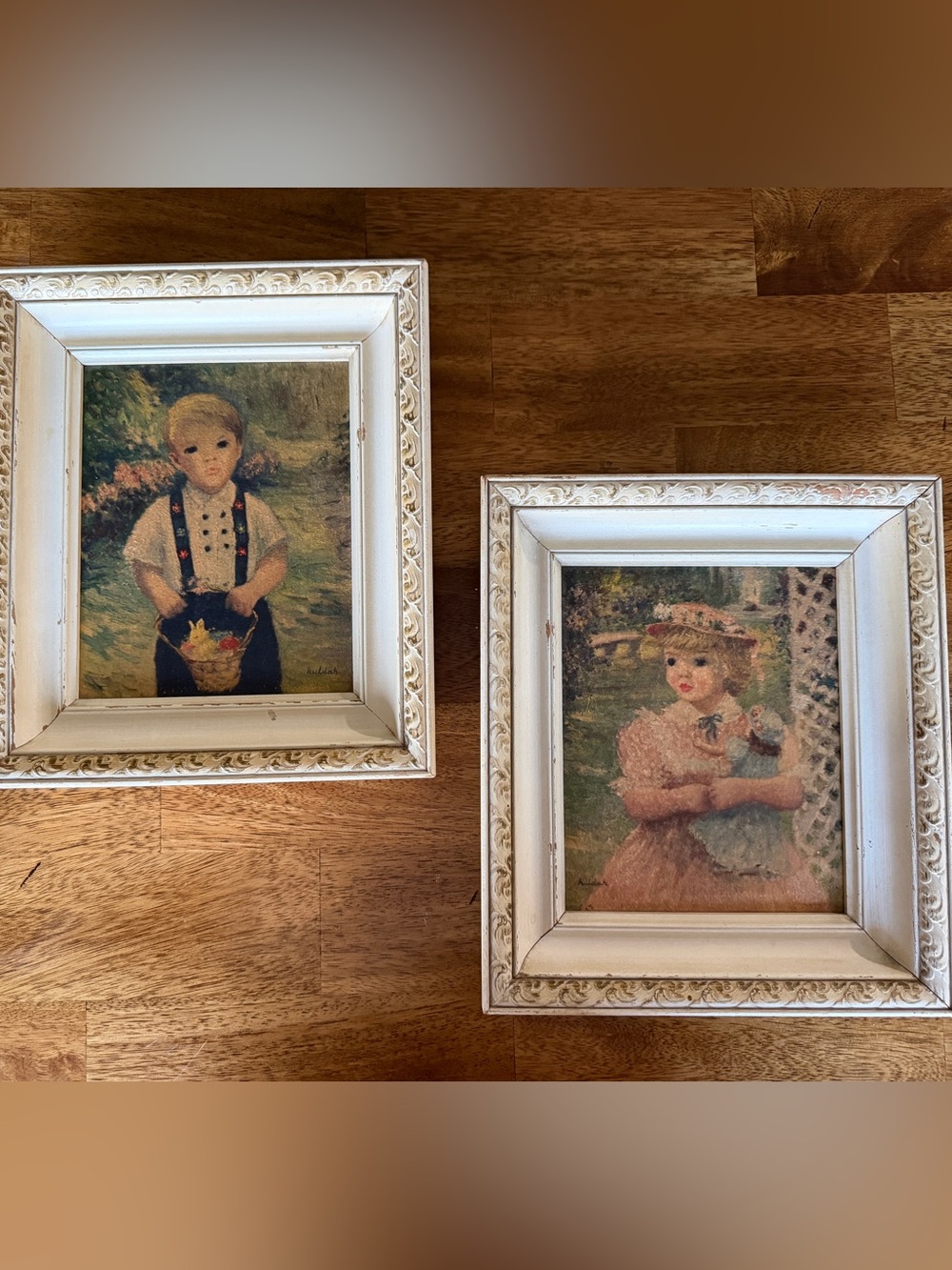Vintage 1952 Huldah Cherry Jeffe Big Brother Little Sister Prints Set (Framed)